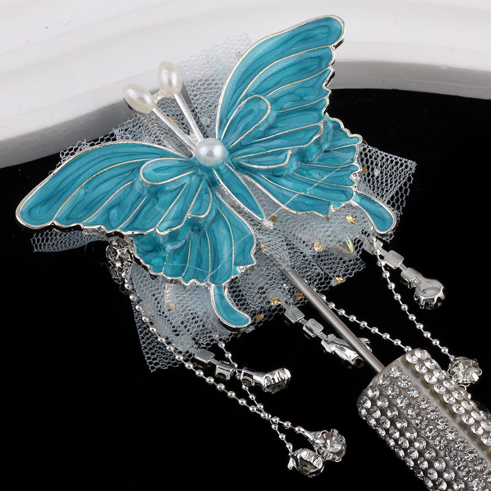 Wholesale 4pcs/pack 3D High-end Three-dimensional Butterfly Diamond Ball Can Wear Straight Hole DIY Beads